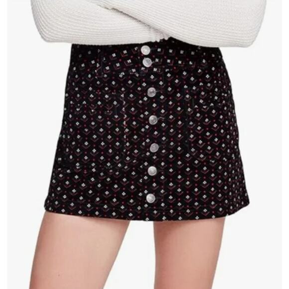 We The Free by Free People Joanie Cord Skirt in Black Combo Size 28 - Picture 1 of 7